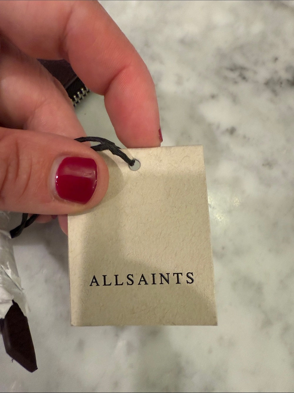 AllSaints Deep Burgundy Leather Zip Card Wallet - Picture 3 of 5